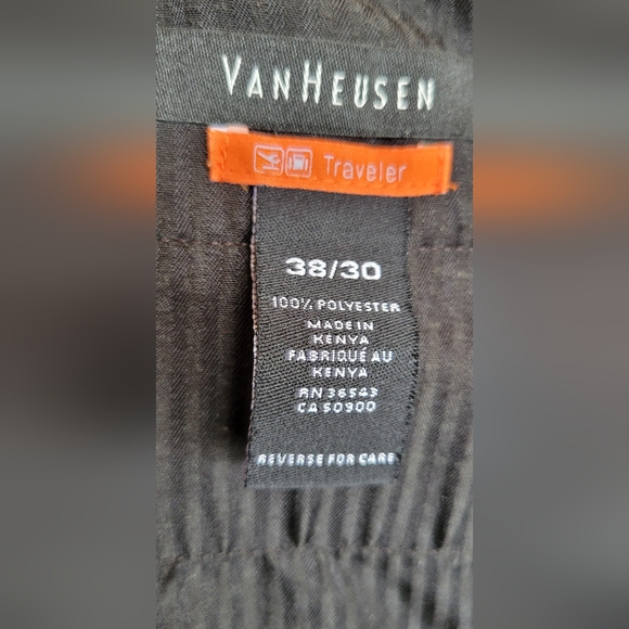 Van Heusen Traveler Dress Pants Men’s 38x30 Navy Blue Flat Front Pre-Owned - Picture 8 of 8